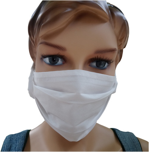 Mund-Nasen-Maske aus Baumwolle mit Stoffband, weiß