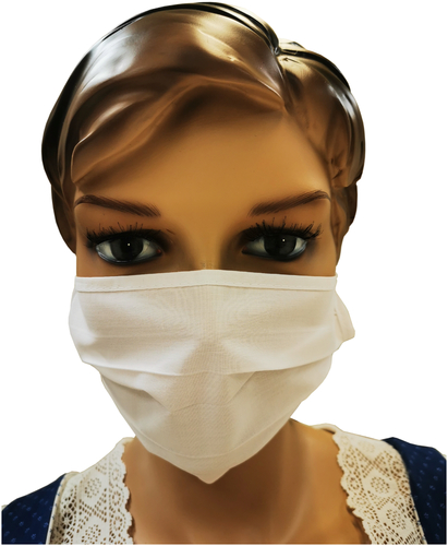 Mund-Nasen-Maske aus Baumwolle mit Gummiband, weiß