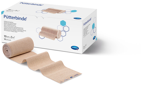 Pütter-haft Kurzzugbinde mit Verbandklammern