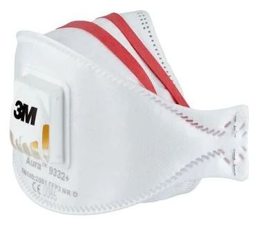 3M Aura Maske für Dämmstoffe und Hartholz 9332+, FFP3, mit Ventil
