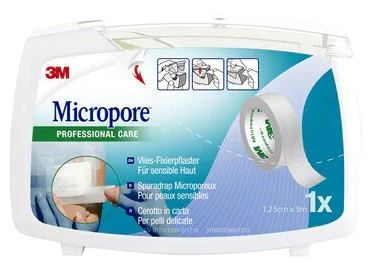 Micropore Vliespflaster, 12,5 mm x 5 m, mit Abroller