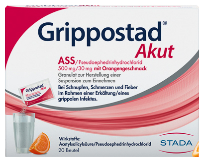 Grippostad Akut ASS/Pseudoephedrinhydrochlorid 500 mg/30 mg mit Orangengeschmack