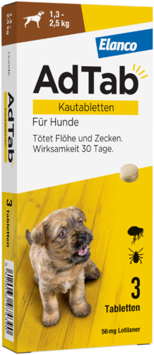 AdTab 56 mg Kautabletten für Hunde (1,3–2,5 kg)