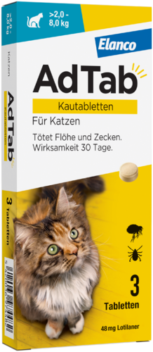 AdTab 48 mg Kautabletten für Katzen (>2,0–8,0 kg)