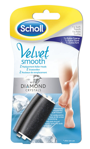Scholl Velvet Smooth Express Pedi mit Diamantpartikeln 1 Ersatzrolle Extra Stark, 1 Ersatzrolle Fein